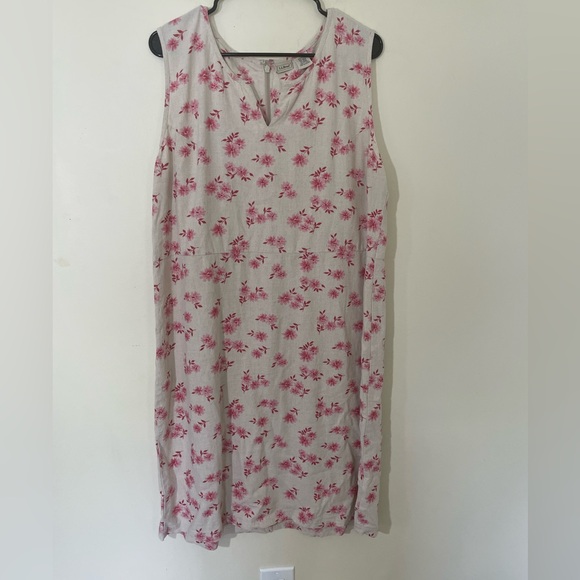 L.L. Bean Dresses & Skirts - Vintage L.L. Bean Linen Blend Pink Floral Midi Dress‎ 18 Grannycore Cottagecore